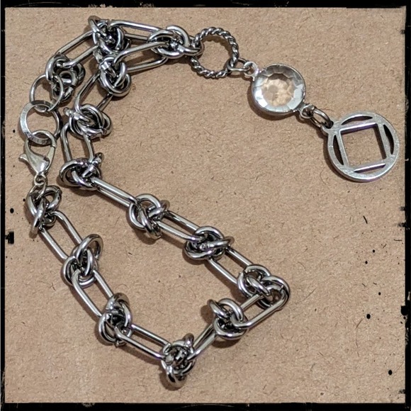 Narcotics Anonymous NA Symbol & Rhinestone Charm Bracelet Stainless Rope Chain - Picture 6 of 7